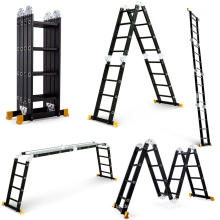 4.7m 15.5FT Escalera multiusos de aluminio telescópica plegable Plataforma de extensión Negro